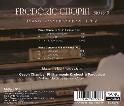 Ekaterina Litvintseva, Czech Chamber Philharmonic Orchestra Pardubice, Vahan Mardirossian - Chopin: Piano Concertos Nos. 1 & 2 (2023)