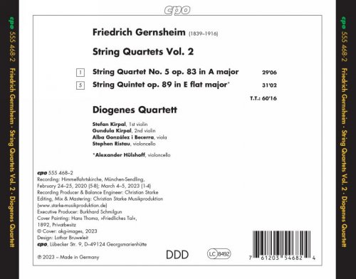 Diogenes Quartett, Alexander Hülshoff - Friedrich Gernsheim Streichquartette Vol. 2 (2023) [Hi-Res]