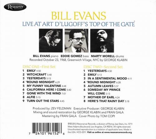 Bill Evans - Live At Art D'Lugoff's Top Of The Gate (2012) CD Rip