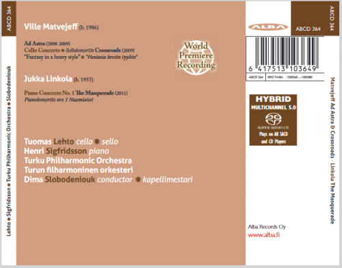 Tuomas Lehto, Henri Sigfridsson, Dima Slobodeniouk - Matvejeff: Ad Astra & Cello Concerto Crossroads; Jukka Linkola: Piano Concerto No. 1 The Masquerade (2013)