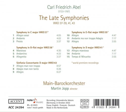 Main-Barockirchester Frankfurt, Martin Jopp - Abel: The Late Symphonies (2023) [Hi-Res]