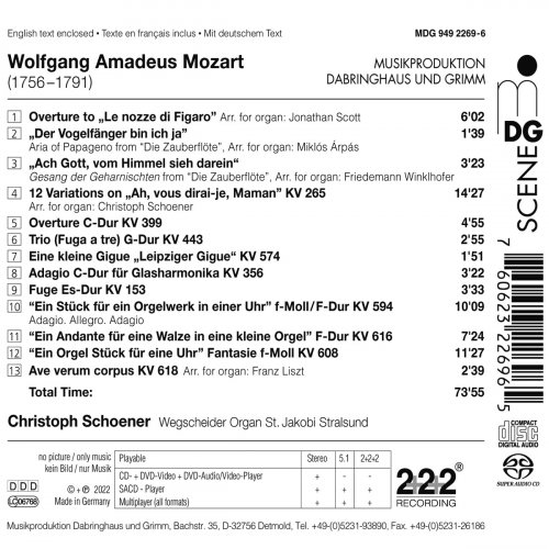 Christoph Schoener - Mozart: Organ Works (2022) [Hi-Res]