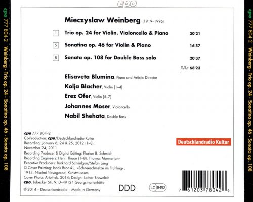 Kolja Blacher, Erez Ofer, Nabil Shehata - Mieczyslaw Weinberg: Piano Trio, Violin Sonatina, Double Bass Sonata (2014) CD-Rip