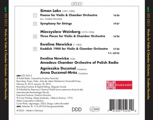 Ewelina Nowicka, Amadeus Chamber Orchestra of Polish Radio - Laks · Weinberg · Nowicka: Works for Violin & Chamber Orchestra (2023)