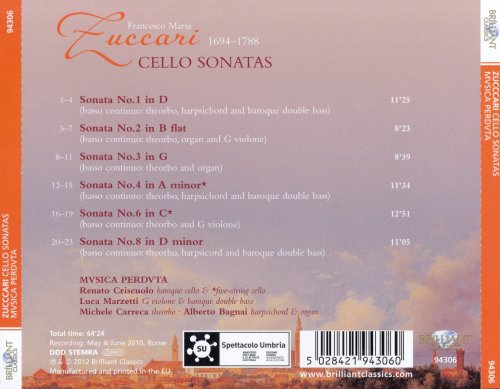 Renato Criscuolo, Musica Perduta - Francesco Maria Zuccari: Cello Sonatas (2012) CD-Rip