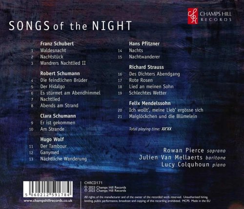 Rowan Pierce, Julien Van Mellaerts, Lucy Colquhoun - Songs of the Night (2023) [Hi-Res]