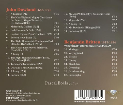 Pascal Boëls - Dowland & Britten: Melancholy, Nocturnal (2023) [Hi-Res]