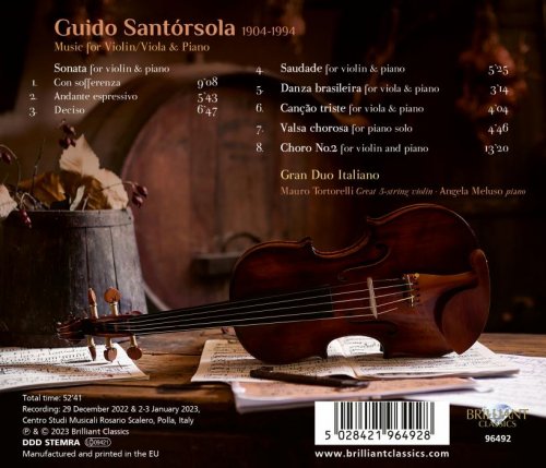 Gran Duo Italiano, Mauro Tortorelli, Angela Meluso - Santórsola: Music for Violin/Viola & Piano (2023) [Hi-Res]