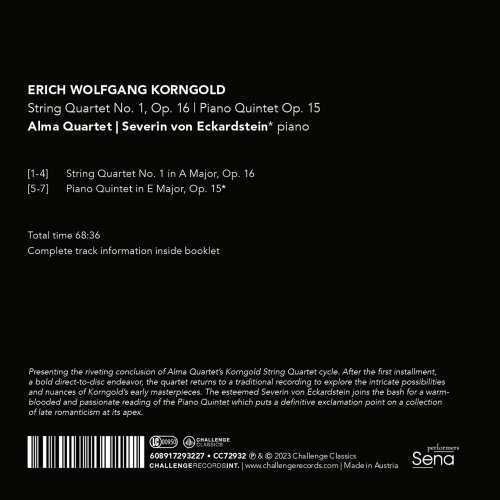 Alma Quartet Amsterdam - Korngold: String Quartet No. 1, Op. 16 | Piano Quintet Op. 15 (2023) [Hi-Res]
