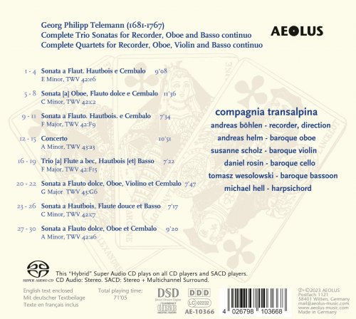 Compagnia Transalpina, Andreas Böhlen - Telemann: Trio Sonatas & Quartets (2023) [Hi-Res]