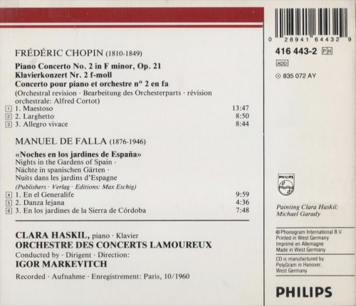 Clara Haskil - Chopin: Piano Concerto No.2 / Falla: Noches en los jardines de España (1990) CD-Rip