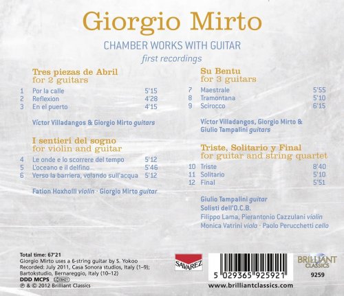 Giorgio Mirto, Víctor Villadangos, Fation Hoxholli, Giulio Tampalini, Solisti dell’O.C.B. - Mirto: Chamber works with guitar (2012)