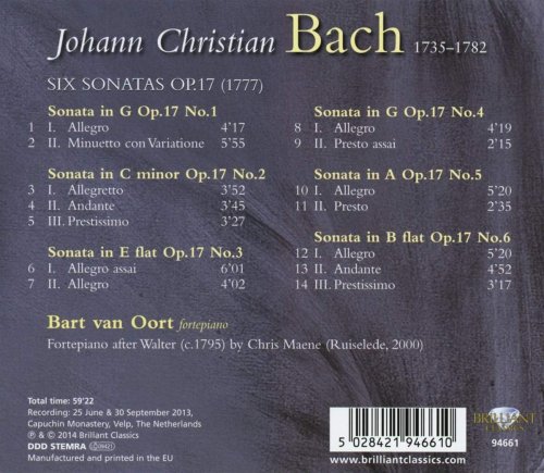Bart Van Oort - J.C. Bach: Six Sonatas, Op. 17 (2013)