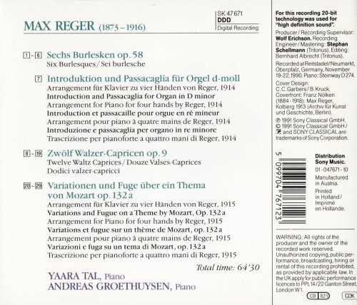 Yaara Tal, Andreas Groethuysen - Reger: Piano Music for Four Hands (1991) CD-Rip