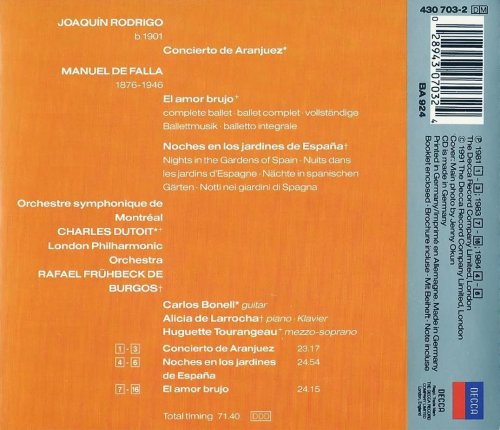 Charles Dutoit, Rafael Frühbeck de Burgos - Rodrigo: Concierto de Aranjuez / Falla: Noches en los jardines de España (1991) CD-Rip