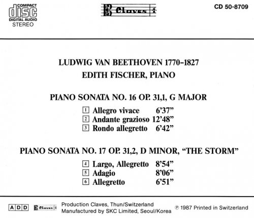 Edith Fischer - Beethoven: Piano Sonatas No. 16 in G Major, Op. 31 No. 1 & No. 17 in D Minor, Op. 31 No. 2 "The Storm" (1987)