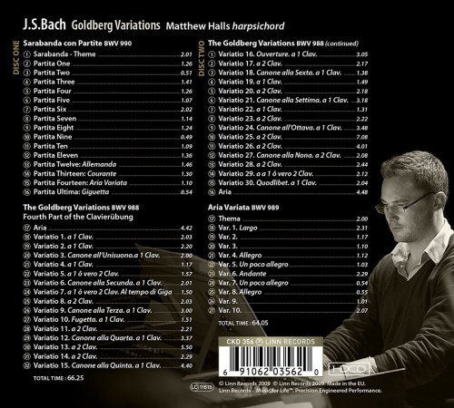 Matthew Halls - J.SBach: Goldberg Variations / Sarabanda con Partite / Aria Variata (2010)