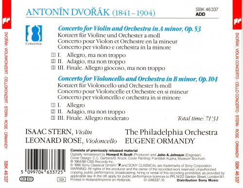 Isaac Stern, Leonard Rose - Dvorak: Violin Concerto & Cello Concerto (1990) CD-Rip