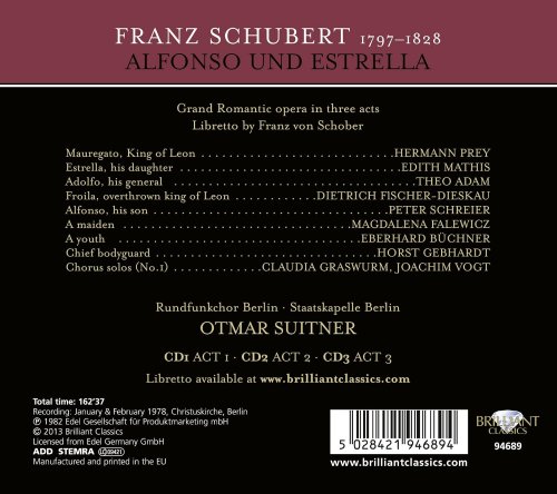 Edith Mathis, Hermann Prey, Peter Schreier, Dietrich Fischer‐Dieskau, Eberhard Büchner - Schubert: Alfonso und Estrella (2013)