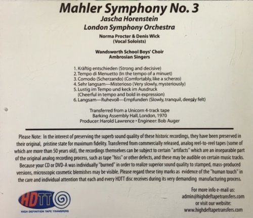 Jascha Horenstein - Mahler: Symphony No. 3 (1970) Hi-Res