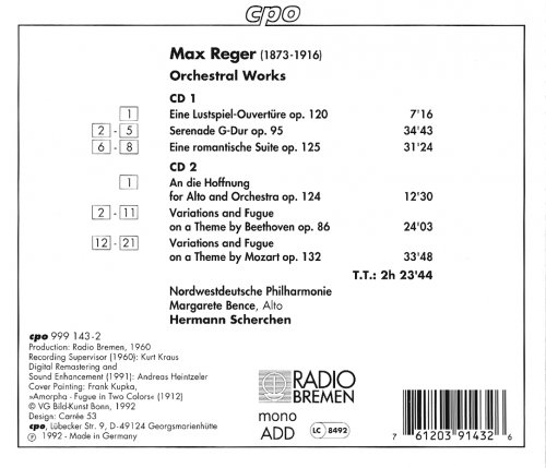 Hermann Scherchen - Max Reger: Orchestral Works (1992) CD-Rip