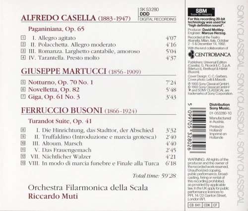 Orchestra Filarmonics della Scala, Riccardo Muti - Busoni: Turandot Suite / Casella: Paganiniana / Martucci: Notturno (1993) CD-Rip