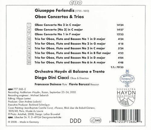 Diego Dini Ciacci - Giuseppe Ferlendis: Oboe Concertos & Trios (2008) CD-Rip