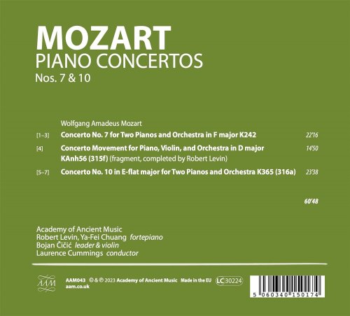 Academy of Ancient Music, Robert Levin, Laurence Cummings, Ya-Fei Chuang - Mozart: Piano Concertos (2023) [Hi-Res]