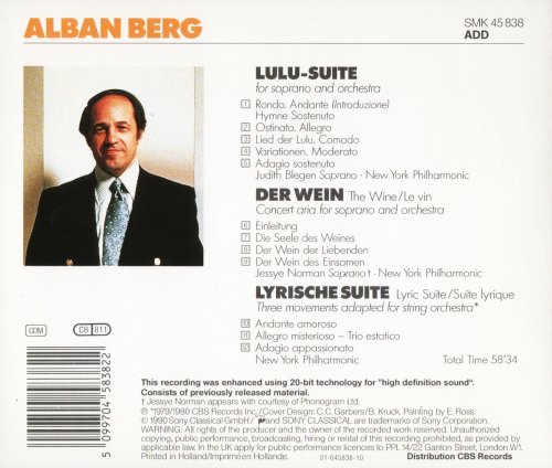 New York Philharmonic, Pierre Boulez - Berg: Lulu-Suite, Der Wein, Lyric Suite (1990) CD-Rip