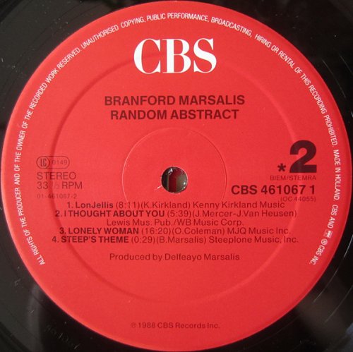 Branford Marsalis ‎- Random Abstract (1988) LP