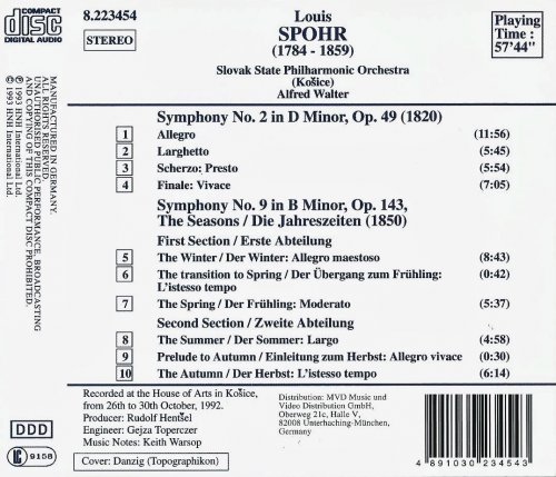 Slovak State Philharmonic Orchestra, Alfred Walter - Spohr: Symphonies Nos. 2 & 9 (1993) CD-Rip