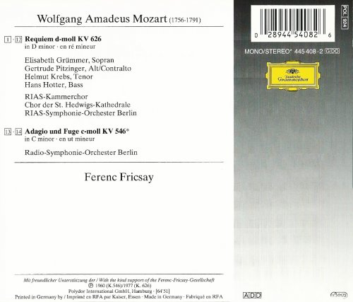 Ferenc Fricsay - Mozart: Requiem, Adagio & Fugue K 546 (1994) CD-Rip