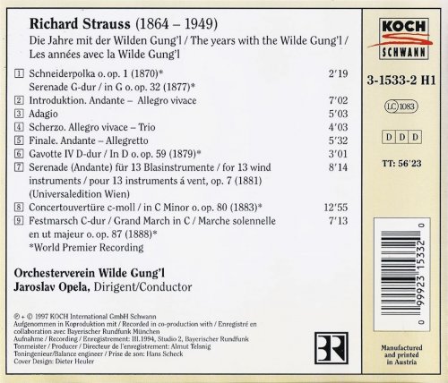 Orchesterverein Wilde Gung'l, Jaroslav Opela - Strauss the unknown, Vol. 1: Early Orchestral Woks (1997) CD-Rip