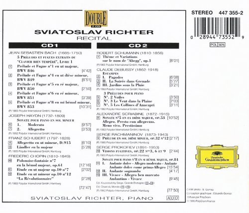 Sviatoslav Richter - Recital: Bach, Haydn, Schubert, Chopin, Schumann, Debussy, Scriabin, Prokofiev (1995) CD-Rip