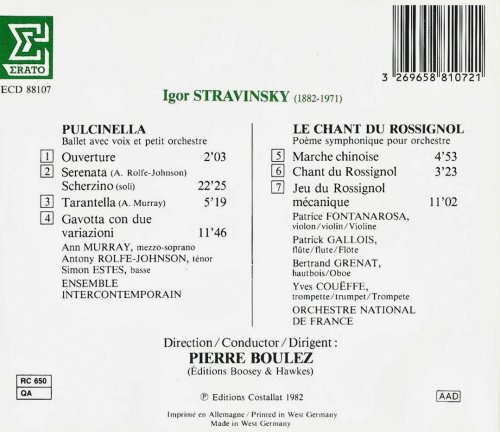 Orchestre National de France, Pierre Boulez - Stravinsky: Pulcinella, Le Chant du Rossignol (1985) CD-Rip