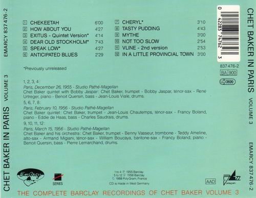 Chet Baker - Chet In Paris Volume 3 (1988)