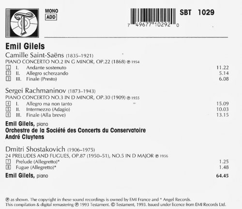 Emil Gilels - Saint-Saens, Rachmaninov: Piano Concertos (1993) CD-Rip