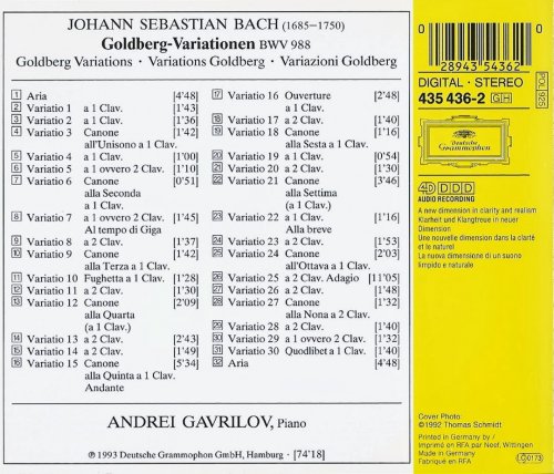 Andrei Gavrilov - J.S. Bach: Goldberg Variations (1993) CD-Rip