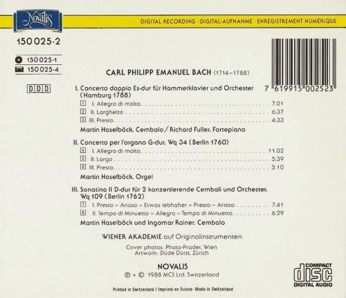 Martin Haselböck, Wiener Akademie - C.P.E. Bach: Works for Keyboard and Orchestra (1988) CD-Rip