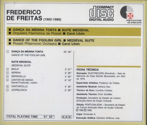 Ploiesti Philharmonic Orchestra, Carol Litvin - Frederico de Freitas: Dança da menina tonta, Suite medieval (1988) CD-Rip