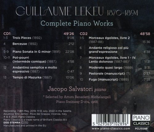 Jacopo Salvatori - Lekeu: Complete Piano Works (2023)
