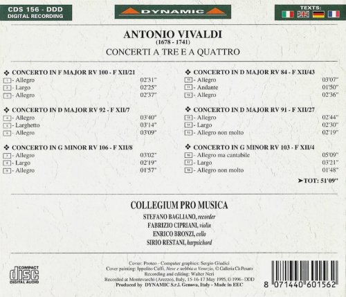 Collegium Pro Musica - Vivaldi: Concerti a Tre e a Quattro (1996) CD-Rip