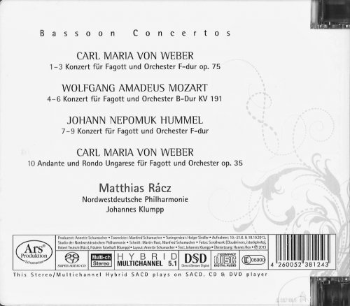 Matthias Rácz, Nordwestdeutsche Philharmonie, Johannes Klumpp - Mozart, Hummel, Weber: Basson Concertos (2013) CD-Rip