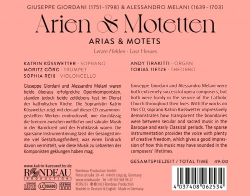 Katrin Küsswetter, Moritz Görg, Sophia Reiß, Andy Tirakitti, Tobias Tietze - Giuseppe Giordani/Alessandro Melani: Arias & Motets (Letzte Helden) (2023) [Hi-Res]