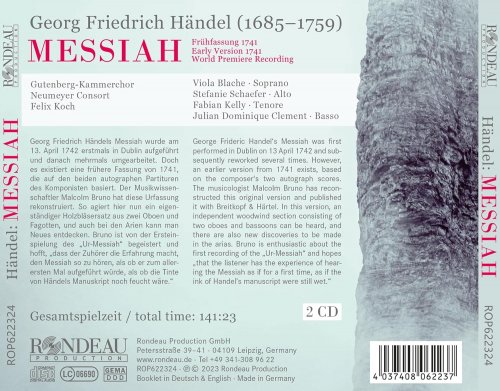 Gutenberg-Kammerchor, Felix Koch, Neumeyer Consort - Georg Friedrich Händel: Messiah (Early Version 1741, First Recording) (2023) [Hi-Res]