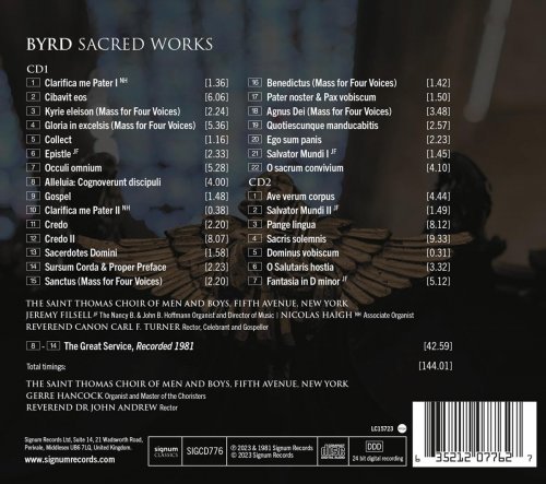Jeremy Filsell, Saint Thomas Choir of Men & Boys, Fifth Avenue, New York, Gerre Hancock - Byrd: Sacred Works (2023)