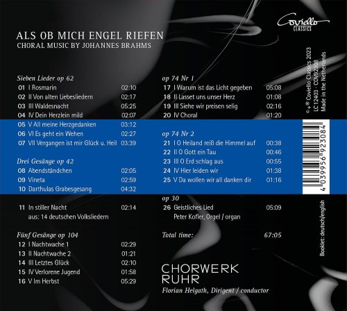 Peter Kofler, Florian Helgath, Ruhr ChorWerk - Als ob mich Engel riefen. Choral Music by Johannes Brahms (2023) [Hi-Res]