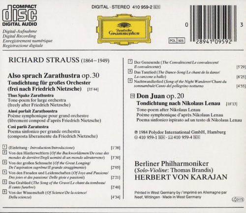 Berliner Philharmoniker, Herbert von Karajan - Strauss: Also Sprach Zarathustra, Don Juan (1994) CD-Rip