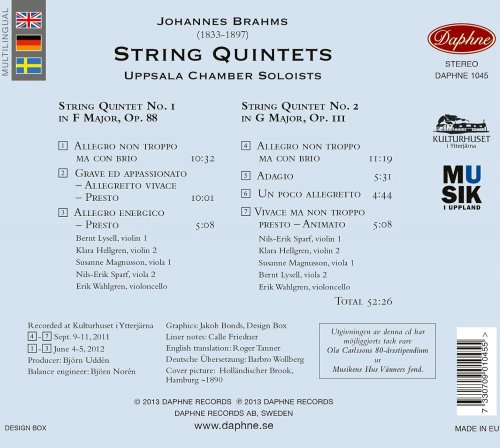 Uppsala Chamber Soloists - Brahms: String Quintets (2013)