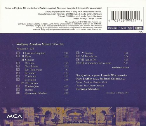 Wiener Staatsoper Orchester, Hermann Scherchen - Mozart: Requiem (1996) CD-Rip